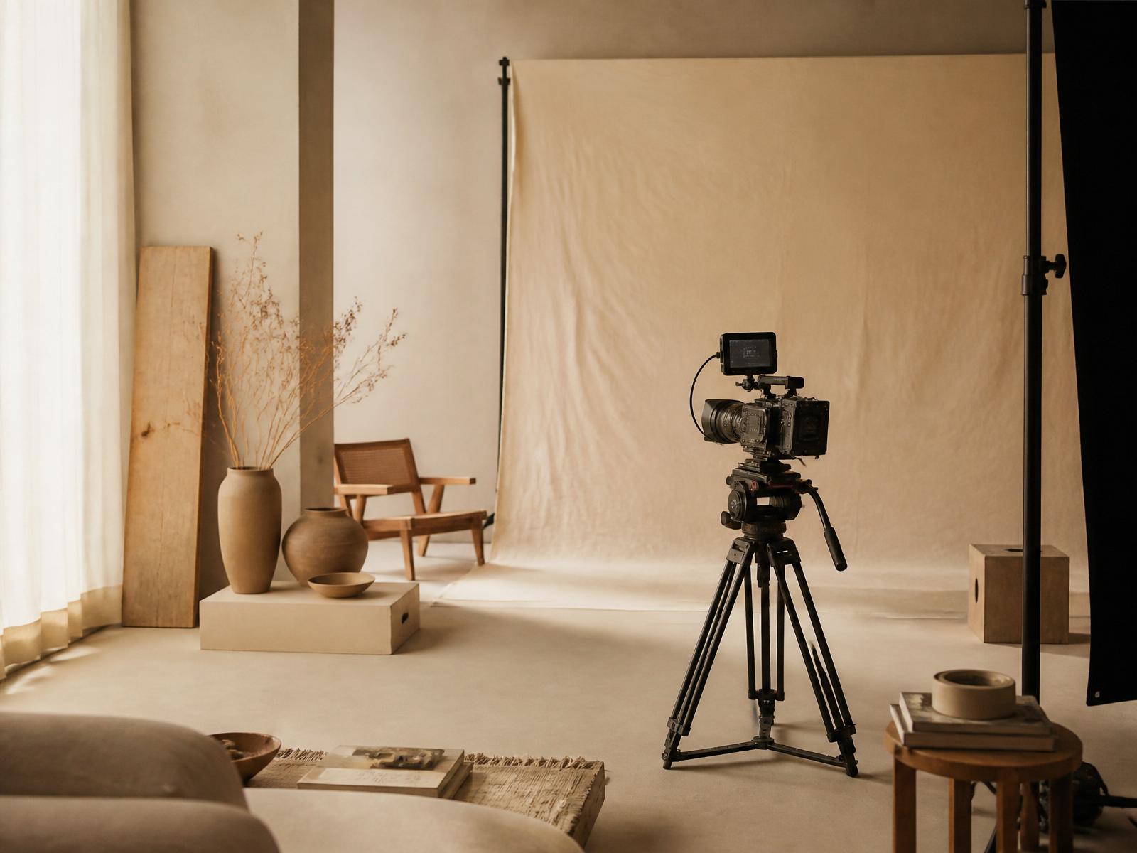 Studioaufbau von MEDIENWERK mit Licht und Kamera